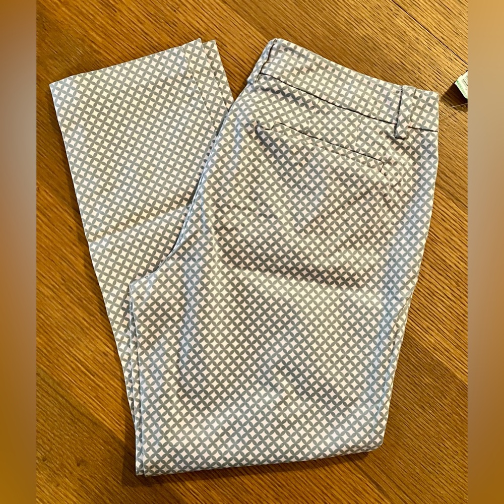 New York & Company Pink and Gray Cropped Pants